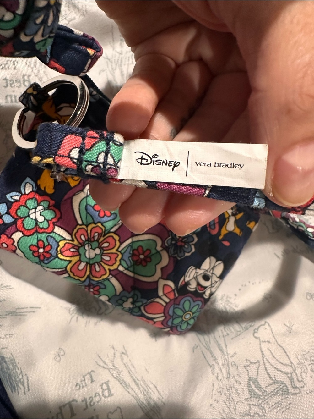 Vera Bradley x Disney Navy Floral Mini Wristlet Key Pouch - Picture 3 of 8